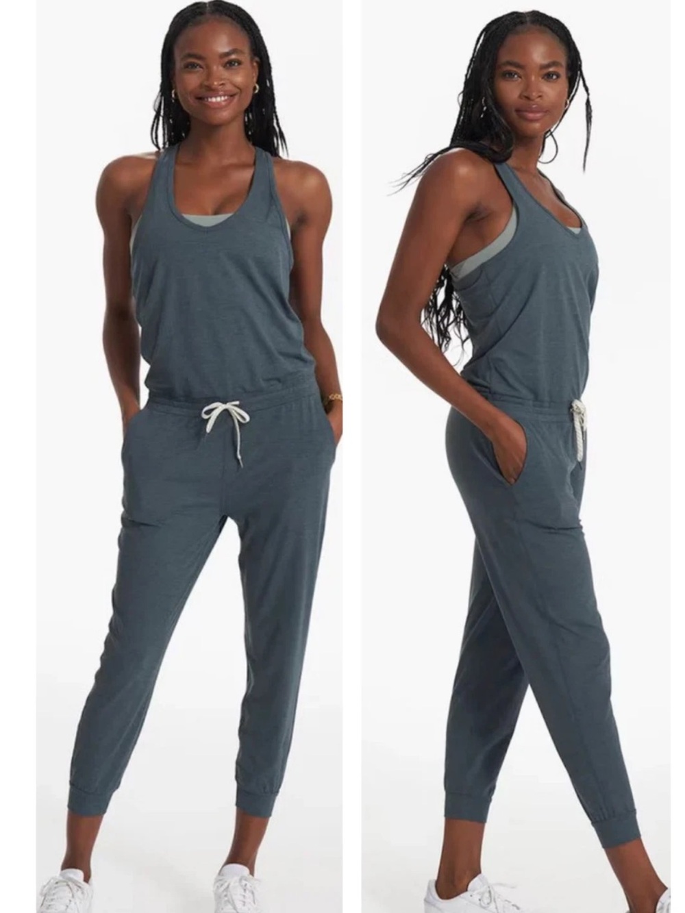 Vuori Sleeveless Drawstring Jogger Jumpsuit - Stone Heather